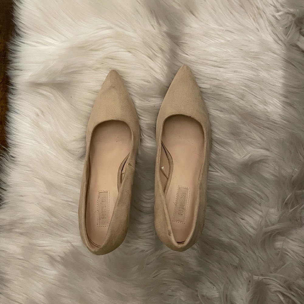 Nude suede heels